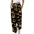thumbnail image 2 of QATAINLAV Sweatpant for Women, 2025 Halloween Costumes Baggy Cinch Bottoms Jogger Pants Novelty Graphic Print Drawstring Waist Trousers with Pockets Birthday Gifts Multicolor XL, 2 of 6