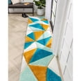 thumbnail image 2 of Well Woven Walker Blue Triangle Boxes Thick Soft Plush 3D Textured Shag Runner Rug (2'7" x 9'10"), 2 of 8