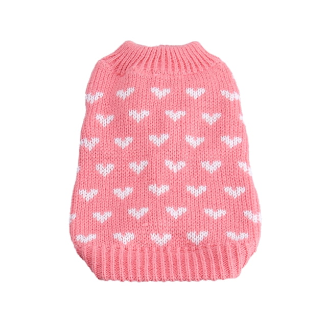 BRIGHTFUFU Ropa para perros con estampado de corazón, suéteres tejidos, disfraz para mascotas, decoración para perros, talla M