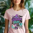 thumbnail image 5 of Haunted Babe Graphic T-Shirt | Cute Witch Hat Retro Print Tee, Heliconia, Size L, 5 of 6