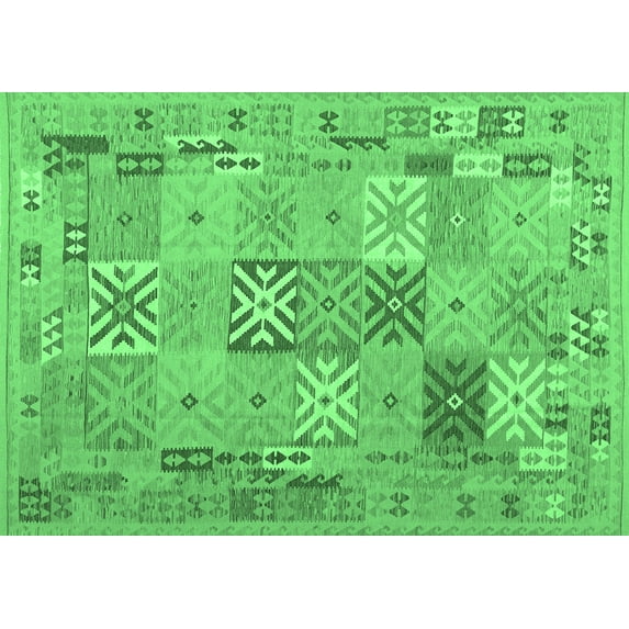 Ahgly Company Indoor Rectangle Abstract Emerald Green Contemporary Area Rugs, 6' x 9'
