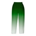 thumbnail image 5 of CLOISE Womens Capri Pants with Pockets Stretch Wide Leg Pants Elastic High Waisted Palazzo Pants Petite Summer Casual Fashion Gradient Color Loose Lightweight Cropped Flowy Trousers Green M, 5 of 5
