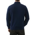 thumbnail image 3 of Kallspin Men's Quarter-Zip Sweater Cotton Mock Neck Knit Long Sleeve Pullover Sweater(Navy Blue,Medium), 3 of 9