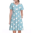 thumbnail image 1 of Kdxio Robe T-Shirt Décontractée pour Femmes Imprimé Poulet Drôle Été Manches Courtes Robes Évasées avec Poches, 1 of 6