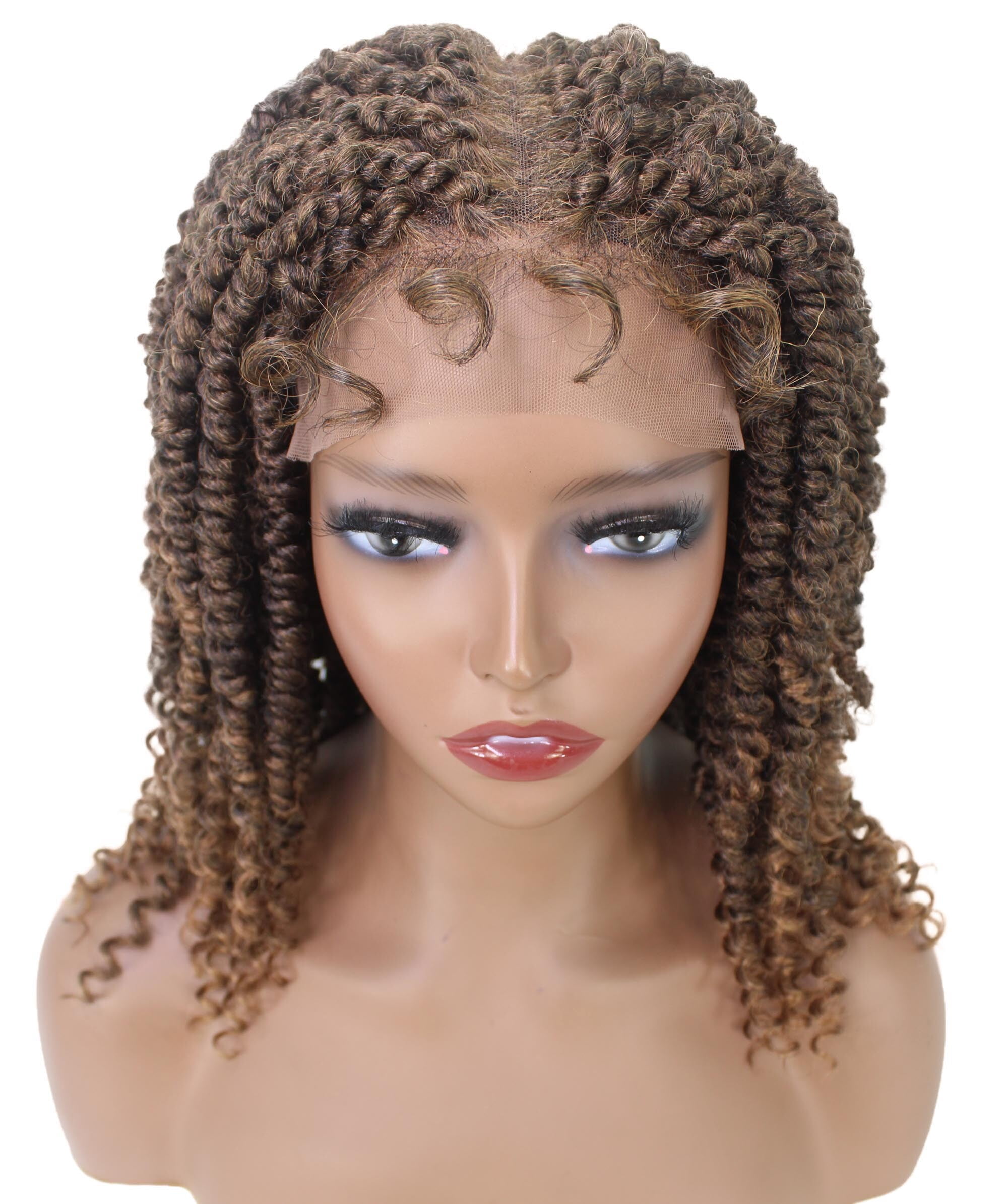 LUXLUXE 16″ Synthetic HD Lace Passion Twist Wig — Loose Curly Medium Length Springy Curls for Party, Wedding & Daily Wear