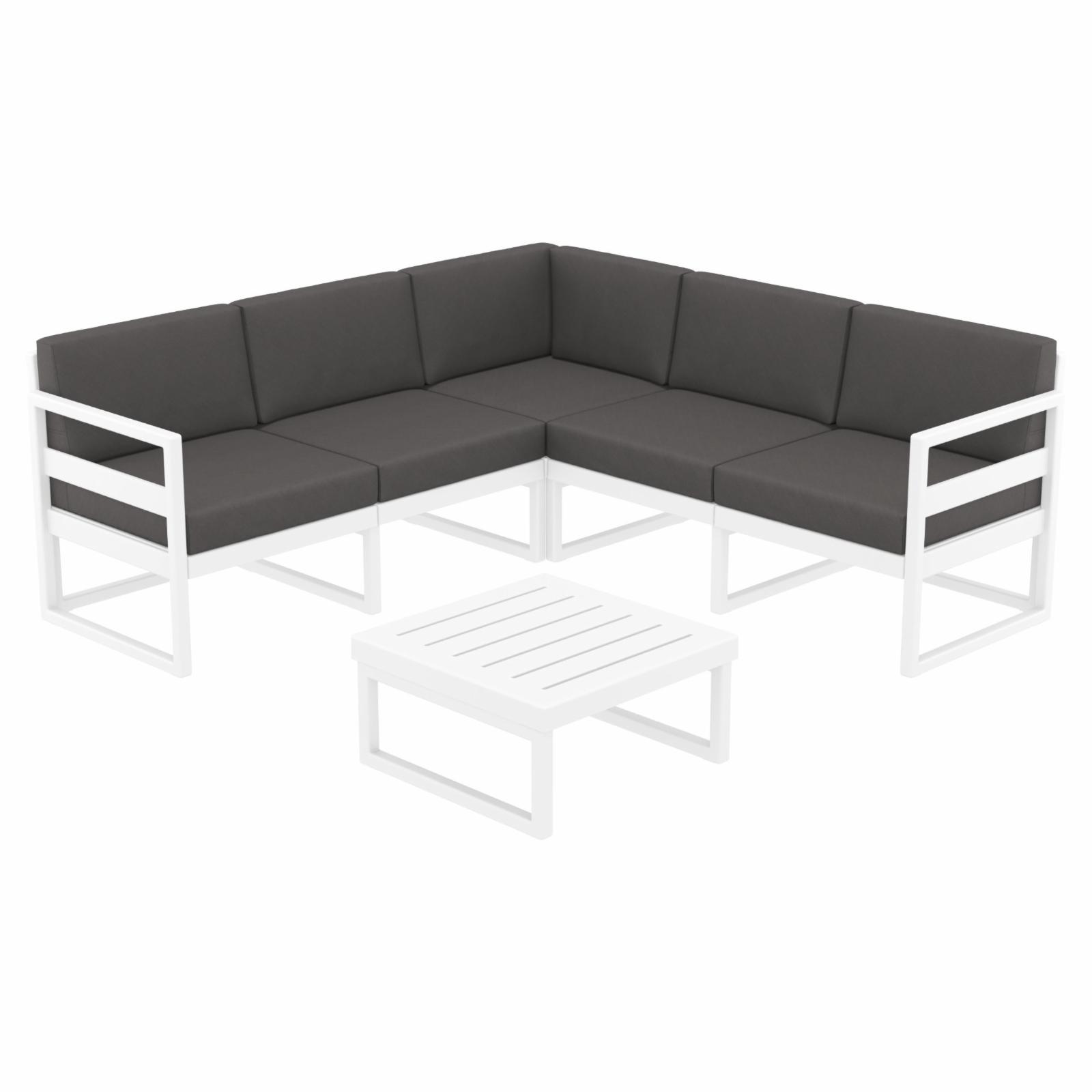 Mykonos Corner Sectional Lounge Set White with Acrylic Fabric Charcoal Cushions - image 3 of 8