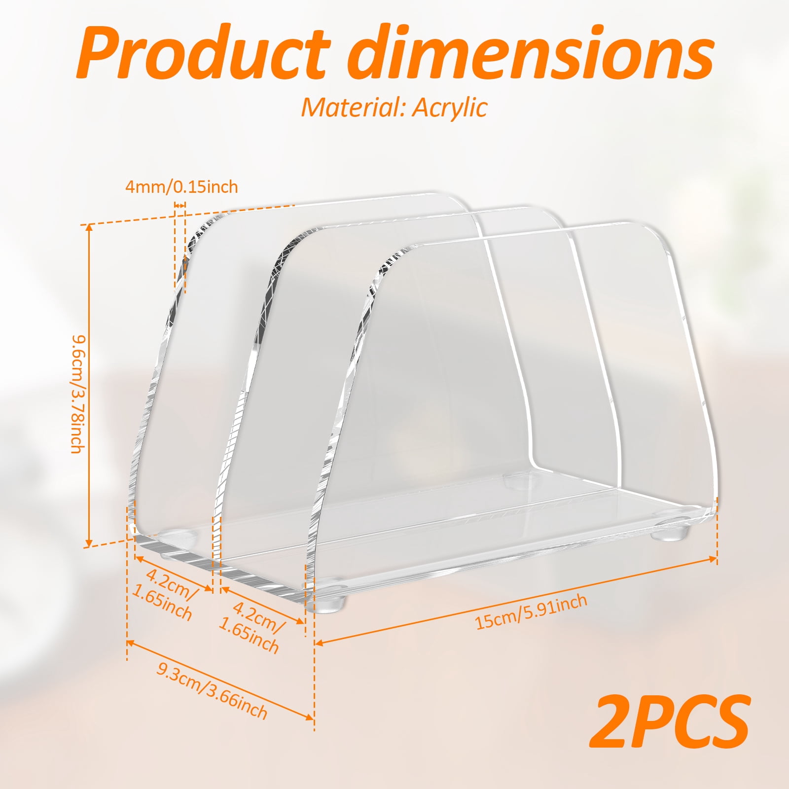 FKSZLL 2 Pcs Acrylic Mail Sorter Desktop Organizer Holder, 2 Compartments Clear Desk Organizer File Envelope Letter Storage Holders for Desk for Office, Home, Desk Organization