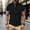 #117-Black, variant on Men's Solid Color Color Block Button Short Sleeve Camp Collar Top Shirt Sky Blue XXL Gifts for Father