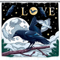 thumbnail image 1 of Whimsical Shower Curtain - Gothic Fantasy Design with Moon & Stars Love Inscription Perfect for Romantic Decor, 1 of 4