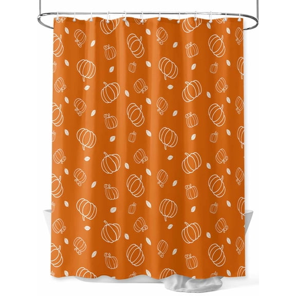 Fsddascl Fall Shower Curtain Set - Extra Long 72" x 96" Washable Bathtub Curtain with 12 Hooks, Burnt Orange Pumpkin Thanksgiving Maple Leaf Waterproof Fabric Stall Shower Curtains for Bathroom