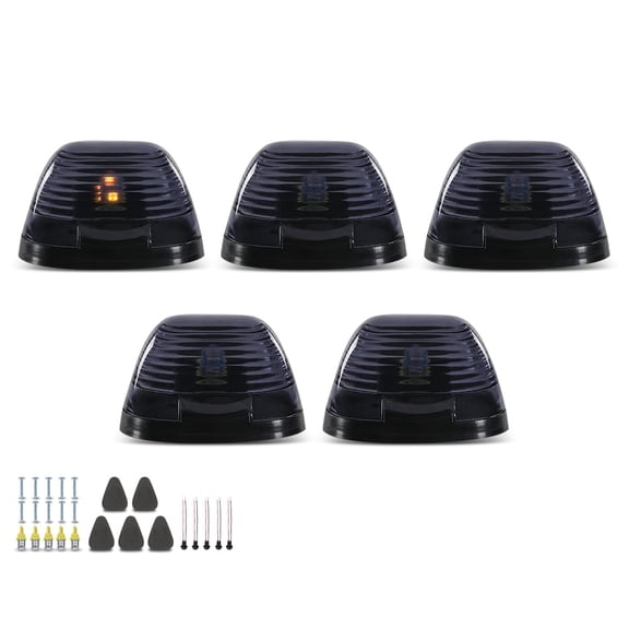 5PC Cab Roof Clearance Marker Lamps w/ White LED Lights Fit For Most Trucks
