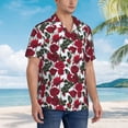 thumbnail image 2 of Lsque Rose Flowers pattern Hawaiian Shirt for Men, Unisex Summer Beach Casual Short Sleeve Button Down Shirts-Small, 2 of 9