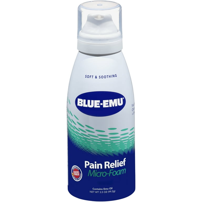  Blue Emu Micro-Foam Muscles and Joints, Arthritis, Maximum Pain  Relief and Support for Strains Sprains & Backaches, Odor Free, Non Greasy,  Aloe Vera, 3.5 Oz : Health & Household