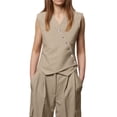 thumbnail image 2 of Button Up Asymmetrical Womens V Neck Hem Work Office Suit Vests Waistcoat Vest Sleeveless Blazers, 2 of 6