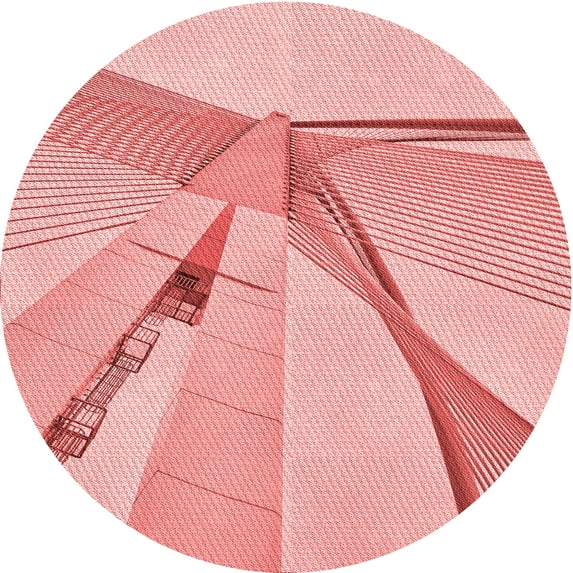 Ahgly Company Machine Washable Indoor Round Transitional Pink Area Rugs, 5' Round