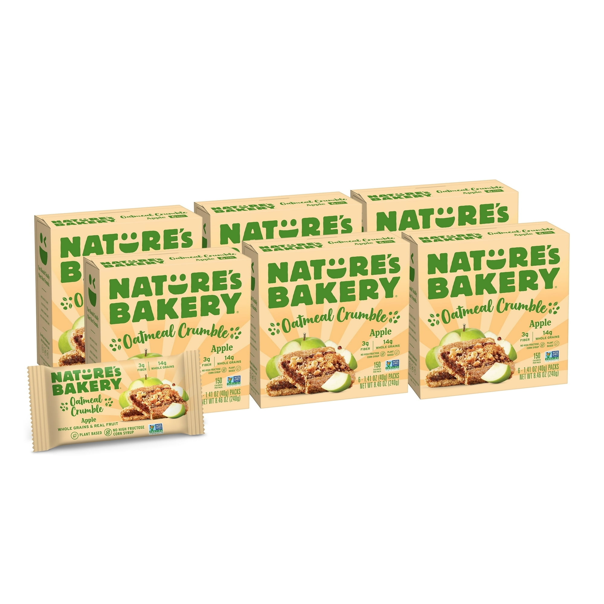 Nature's Bakery Apple Oatmeal Crumble Bars, 1.41 oz Bars, (36 Ct), Vegan, Non-GMO, Plant-Based