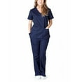 thumbnail image 2 of Xutthjh Women Scrubs Top Short Sleeve V-Neck Tops+Pants Nursing Working Uniform Set Suit, 2 of 9