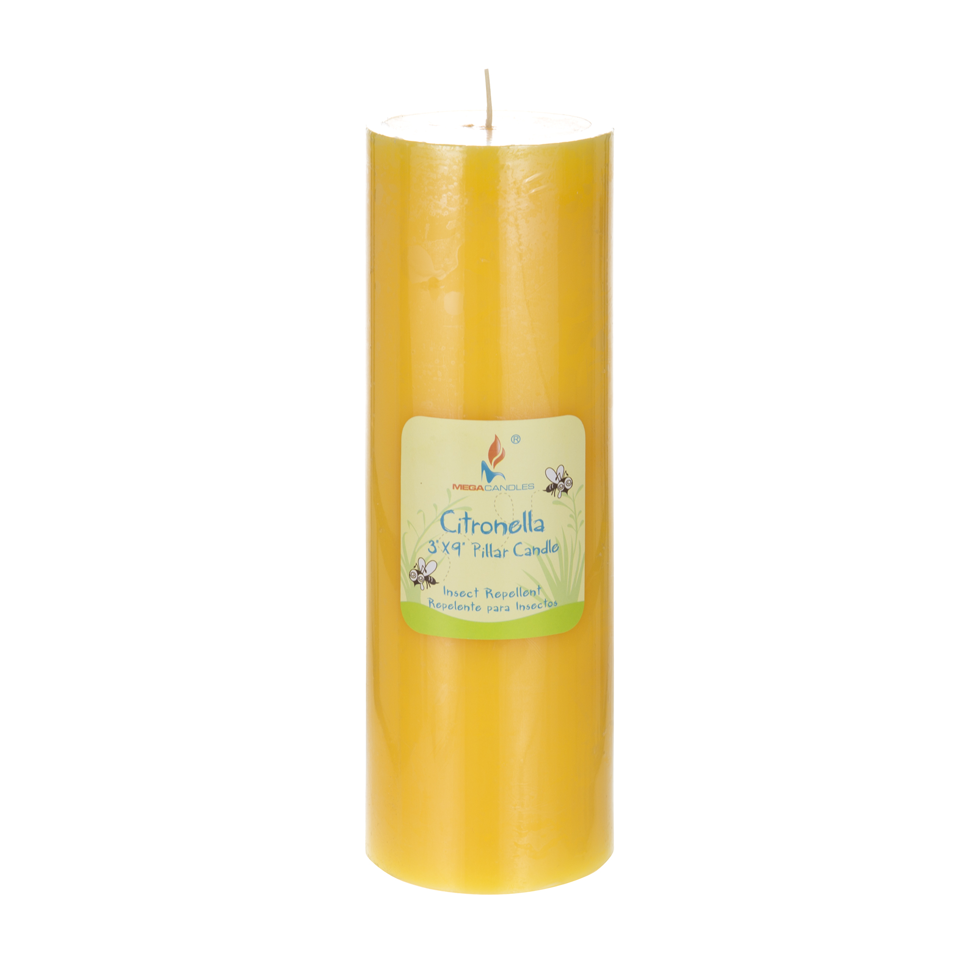 Mega Candles 1 pcs Citronella Round Pillar Candle Hand Poured Wax