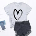 thumbnail image 2 of Besolor Tuniques d'Été pour Femmes à Imprimé de Cœurs, Col Ras du Cou, Manches Courtes, T-Shirts Décontractés Amples, Blouse de Sortie, 2 of 4