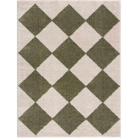BoutiqueRugs Arilla Contemporary Area Rug - Machine Washable - Peach, Lime Green - 7'10" x 10'