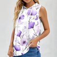thumbnail image 4 of Tops de Ajuste Suelto para las Mujeres con Capucha Impresa Floral sin Mangas, Ligero Poliéster Casual Y Uso Diario, 4 of 5