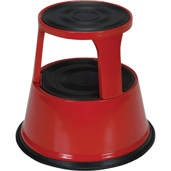 Vestil STEP-17-R Steel Rolling Step Stool with Powder Coat Finish, 17-1/8" Top Step Height, 500 lbs Capacity, Red