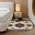 thumbnail image 3 of Boho Southwest 3ft Area Rug, Farmhouse Aztec Tribe Brown Blue Plaid Washable Non-Slip Small Round Rugs for Entryway Bedroom Kitchen, Soft Circle Carpet for Dining Room, Playroom Nursery Rug, 3 of 9
