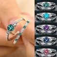 thumbnail image 2 of Womens Fashion Rings Set 2pcs Alloy Geometric Rings with Rhinestone Inlaid Artificial Gemstone European Design for Women Party Ring Jewelry, 2 of 4