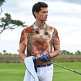 thumbnail image 3 of Fotbe Adorable Kitten In Kimono Pattern Men’s Golf Polo Shirt – Breathable Performance Golf Shirt with Button-Down Collar-Medium, 3 of 6