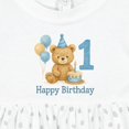 thumbnail image 4 of Inktastic 1st Birthday Bear with Cake and Balloons Girls Baby Dress, 4 of 5