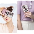 thumbnail image 6 of Compatible with iPhone 15 Glitter Magnetic Case with Invisible Stand [Compatible with MagSafe] Luxury Bling Rhinestone Full Camera Lens Protection Cover for Women and Girls, Pink, 6 of 14