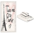 thumbnail image 7 of SKYSONIC 3 Pack Towel Beautiful Eiffel Tower Take Me to Paris Cotton Bath Towel Set (1 Bath Towel, 1 Hand Towel, 1 Washcloth) for Bathroom, Super Soft and Quick Dry Towels, 7 of 7