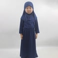 thumbnail image 2 of Otqutp 2pcs Girls Muslim Abaya Prayer Dress with Hijab 𝗜slamic Middle Eas𝘁 Arab 𝗗ubai Robe Full Cover Ramadan Eid Clothes, 2 of 5