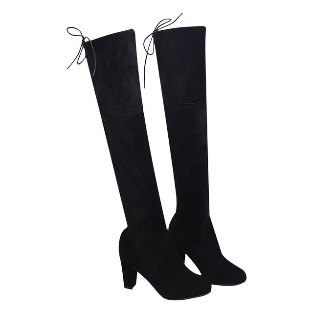 CEHVOM Bottes Mi-Mollet d'Hiver Chaudes pour Femmes à Rivets, à Fermeture Éclair, à Talons Sabot, pour Équitation à Cheval