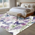 thumbnail image 4 of Large Area Rugs for Living Room Bedroom, Pink Flowers 6'x9' Rug Washable Carpet Runner Indoor Outdoor, Spring Floral Purple Butterflies Watercolor Non Slip Floor Mats Rug for Kitchen, Playroom, 4 of 8