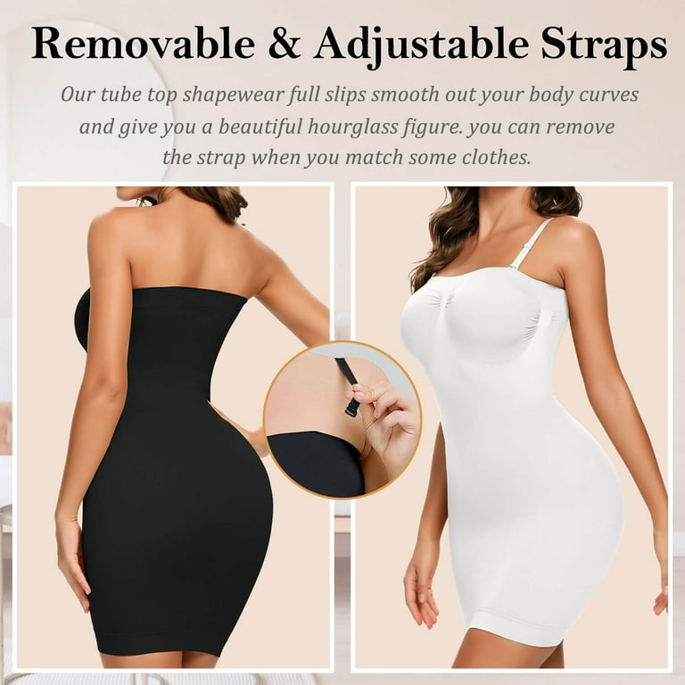 MANIFIQUE 3 Packs Strapless Shapewear Slip for Women Under Dress Full Slips  Dress Tummy Control Camisole Body Shaper Seamless
