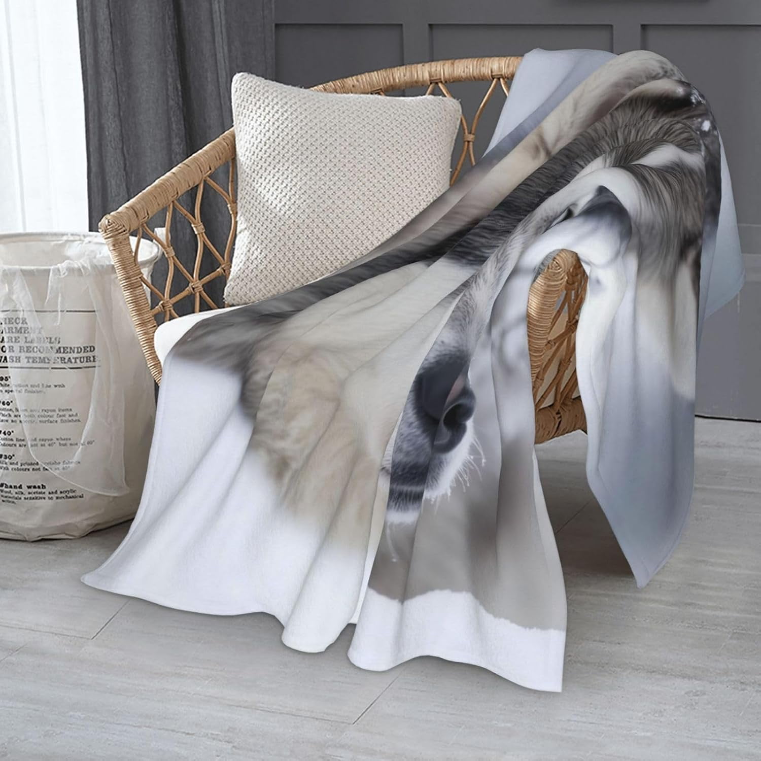 Cute Alaskan Malamute Blanket, Malamute Dog Gifts for Women Adults, Warm Lightweight Soft Winter Animal Alaskan Malamute Throw Blankets for Living Room Bed Sofa Home Decor 60x50