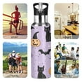 thumbnail image 7 of Yayeee 20oz Insulated Water Bottle Double Wall Stainless Steel with Flip Straw Lid, Light Purple Halloween Black Cat, 7 of 7