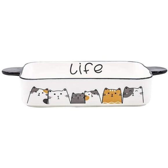 Ceramic Baking Dish,Cat Baking Pan Ceramic Brownie Pan Casserole Dish Lasagna Pans for Cooking, Kitchen, Cake Dinner, Banquet and Daily Use 10X5 in