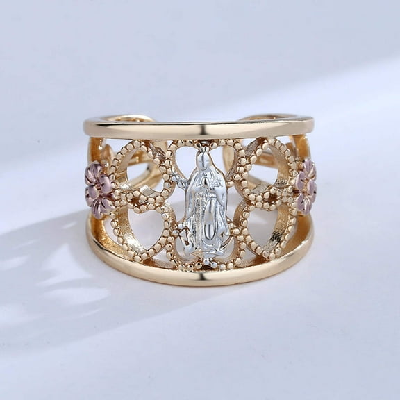 18k Layered Real Gold Filled virgin Mary ring tri colors #2