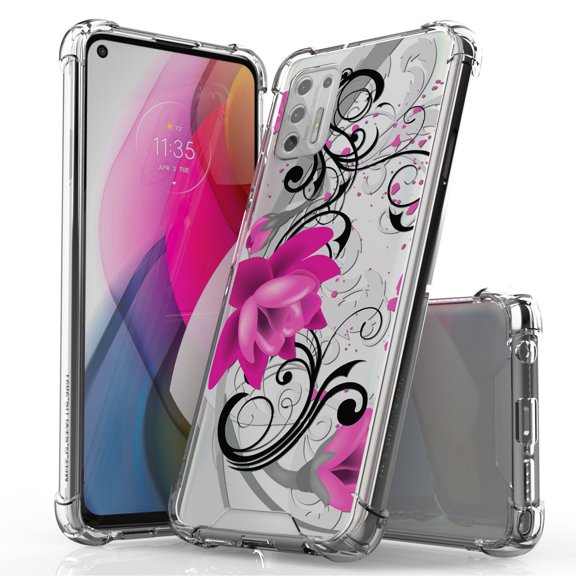 ANJ Hybrid Slim Hard Back Cover Case Flexible Bumper for Motorola Moto G Stylus 2021 - Lotus