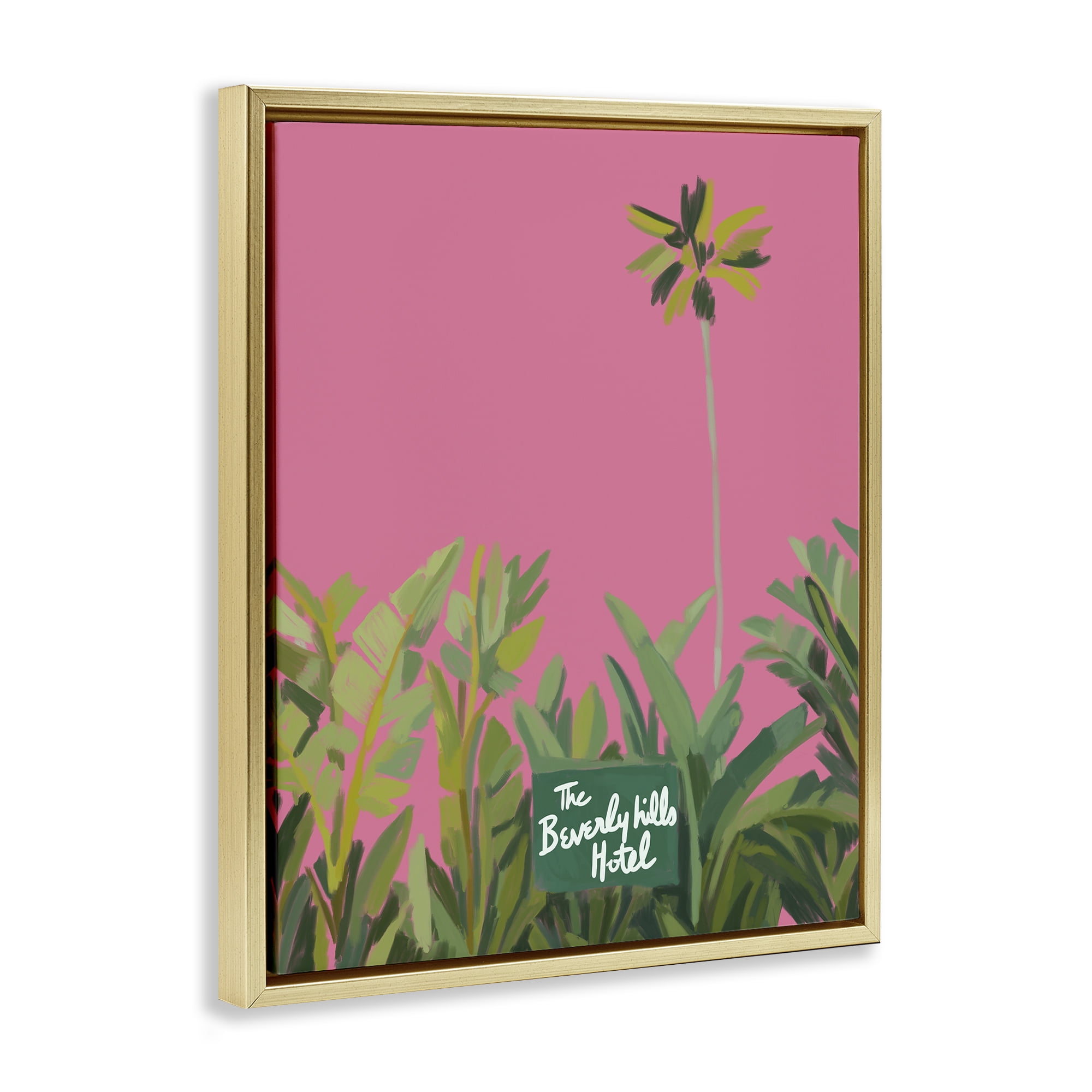 Stupell Industries Beverly Hills Pink & Green Gold Framed Floater Canvas Wall Art, design by Amelia Noyes