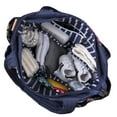 thumbnail image 3 of Baby Essentials 3 Piece Multi-Pocket Quilted Diaper Bag Tote with Removable Luggage Strap and Matching Striped Changing Pad in Navy Blue Floral, 3 of 7