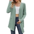 thumbnail image 4 of Hanerdun Women Open Front Cardigan Female Sweater Jackets Knitwear Dark Green XL, 4 of 5