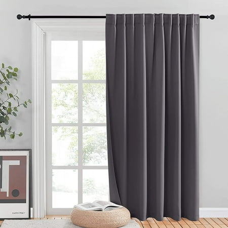 Sliding Door Curtains Wide Thermal Blackout Patio Curtain Panel Vertical Blind Glass Ds With Back Tab Rod Pocket For Garege Basement Gray W80 X L84 1 Piece Sliding Door Curtains Wide Thermal, Sliding Glass Door Black Out Blinds