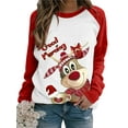 thumbnail image 1 of Kmbangi Ladies Pullover Raglan Long-sleeved Christmas Cartoon Elk Sweater, 1 of 9