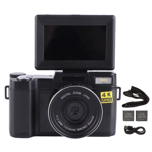 Cámara de vlogging de 48 MP, cámara digital 4K antivibración con pantalla IPS de 3,2 pulgadas para fotografía y video