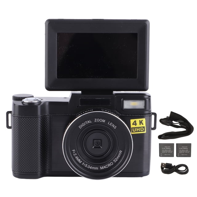 Cámara de vlogging de 48 MP, cámara digital 4K antivibración con pantalla IPS de 3,2 pulgadas para fotografía y video
