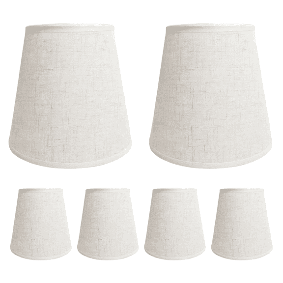 6 Pcs Clip-on Lampshade Set, Off-White Fabric Lampshade, Small Linen Lamp Shade with Metal Clip for Bulb, 5.9 x 5.9 x 5.12 in / 15 x 15 x 13 cm, Modern Tapered Lamp Cover for Table Lamp, Floor Light