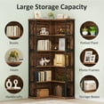 thumbnail image 7 of Condemo 5-Tier Corner Bookcase, Vintage Industrial L-Shaped Bookshelf, Large Tall Storage Shelves Display Rack with Metal Frame for Living Room, Home Office, Bedroom, Dark Walnut, 7 of 7
